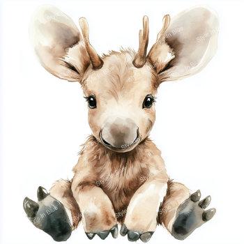 Cute Baby Moose Digital Prints - 10 High-resolution Watercolor Art ...
