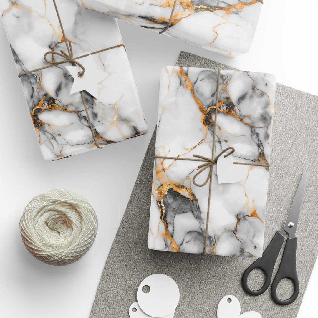 Elegant Marble Gift Wrap: Luxe Gold Accent Wrapping Paper - Etsy