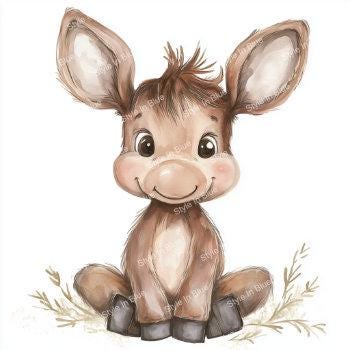 Cute Baby Moose Digital Prints 10 High-resolution Watercolor Art ...