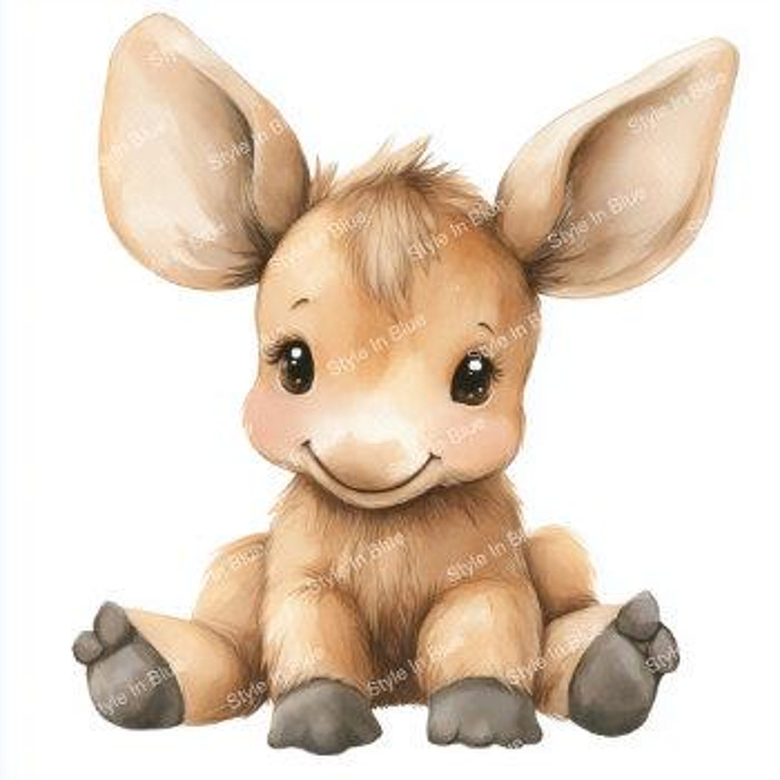 Cute Baby Moose Digital Prints - 10 High-resolution Watercolor Art ...