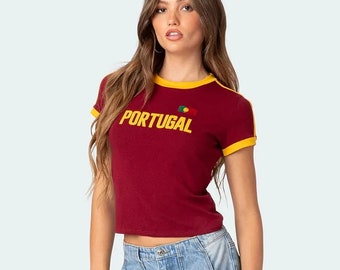 Portugal y2k camiseta de bebé Estilo vintage Fútbol Portugal crop top