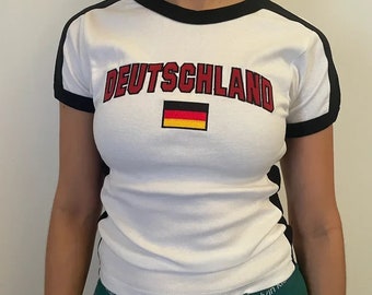 germany deutschland y2k baby t shirt Vintage style Football  crop top