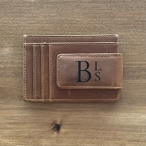 Billetera de cuero con clip para billetes: regalo para hombres, regalo de Navidad para él, billetera grabada
