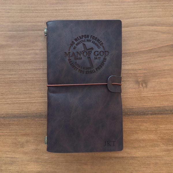 Personalized "Man of God" Leather Journal: Engraved Christian Gift