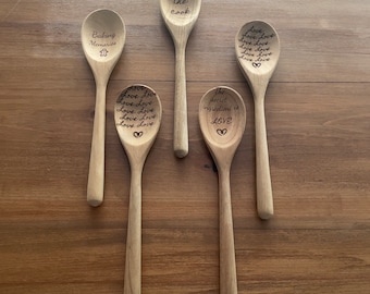 Custom Engraved Birch Wooden Spoon: Personalized Kitchen Gift