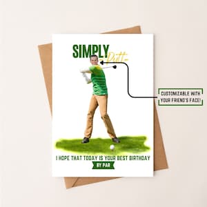 Tarjeta de cumpleaños personalizada, tarjeta divertida, tarjeta de golf, tarjeta de cara personalizada, personalizada, tarjeta de cumpleaños de golf, descarga digital, tarjeta de felicitación, golfista