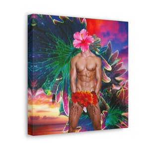 Wall canvas art, gay art prints, queer art prints, lgbtq art, pride art prints, vibrant art, floral canvas art, queer art male, gay male art