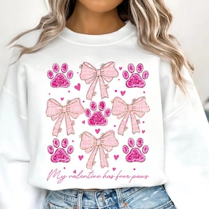 Coquette Dog Valentine Png, Dog Mom Png, Valentine&#39;s Day Png, Dog Paw Print Heart Png, Valentine Shirt Design, Dog Lover Gift, Dog Valentine