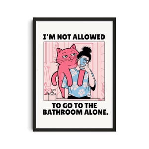 Cat Bathroom Sign – Funny Bathroom Cat Wall Art, Printable Cat Poster, Digital Cat Art, Cat Lover Gift, Pet Humor Decor, Cat WallArt