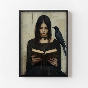 Victorian Woman Reading Bookish Wall Art Print, Book Lover Gift, Library Art Print, Dark Academia Decor, library art print, reading gifts