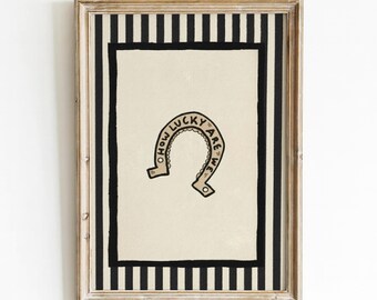 Arte de pared "Qué suerte tenemos" / Regalo de inauguración de la casa / Póster retro / Afirmación diaria positiva / Impresión de cita moderna para sala de estar