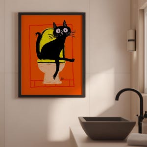 生意気な猫の絵画、面白いカクテルアート、魅力的な黒猫のプリント、風変わりなバーカートの装飾、モダンで気まぐれなウォールアート、デジタルダウンロード