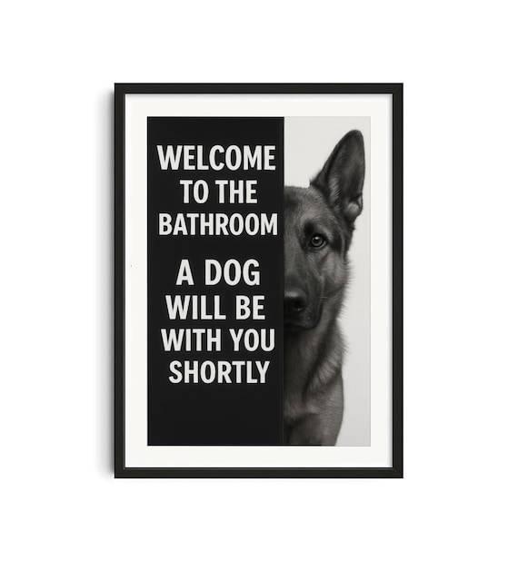 Divertente cartello decorativo per il bagno con cane divertente, decorazione da parete vintage in latta, con