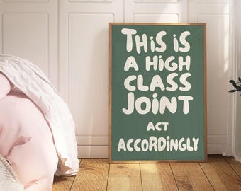 This is a high class joint Art Print | Preppy Apartment Art Poster Trendy neutral Cool Apartment Art Dorm Decor cool living room art decor