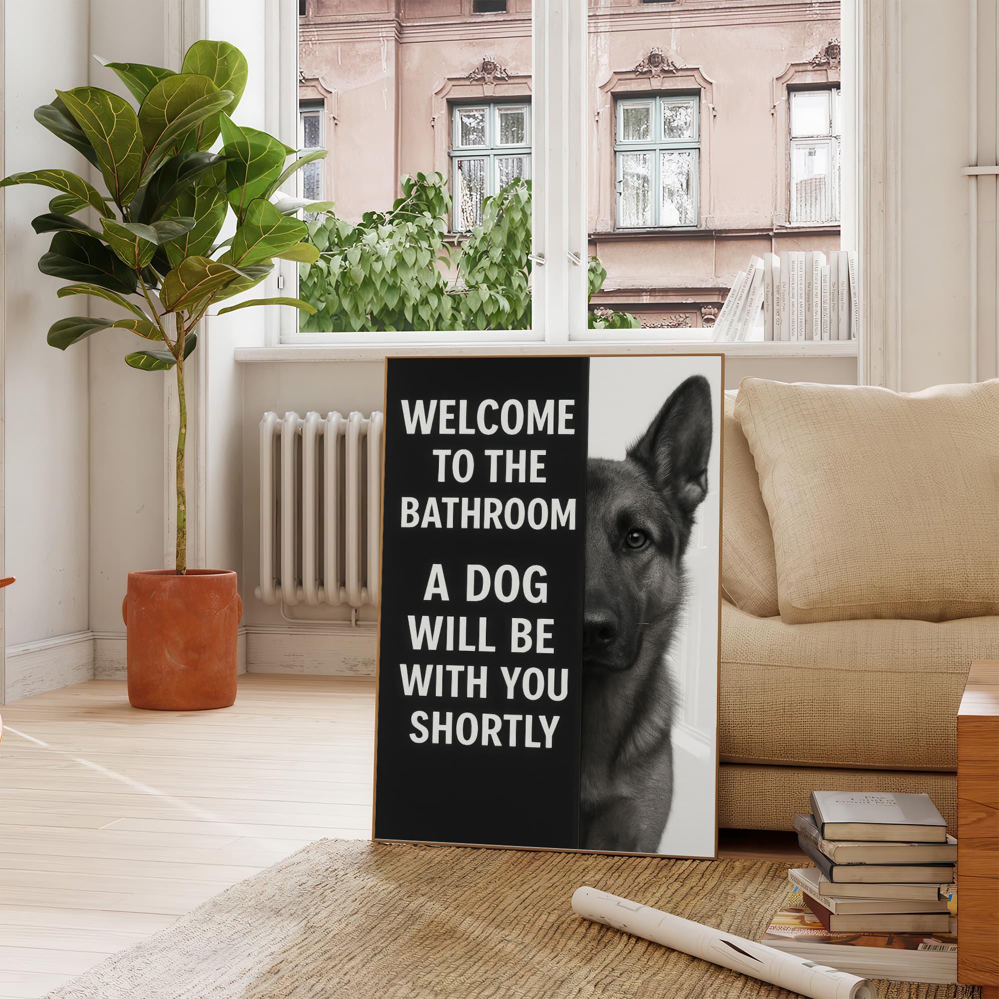 Cartello Decorativo In Legno Per Bagno Con Tema Cane - 30x15 Cm, Con Corda, Regalo Di Inaugurazione Casa - 3
