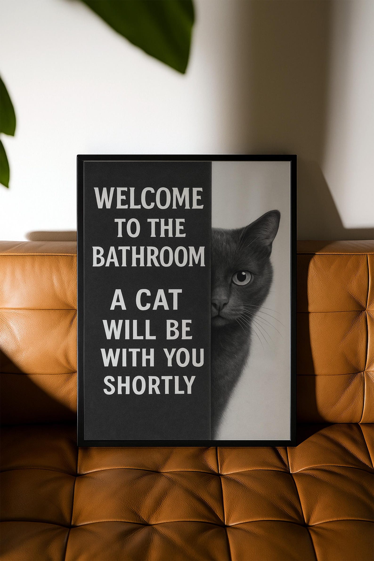 Funny Cat Bathroom Sign, Cat Peeking Wall Art, Cat Bathroom Art ...