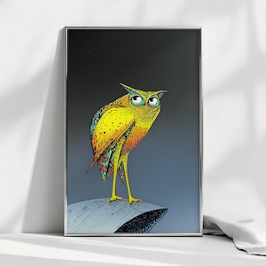 Colorful Owl Art Print,Living Room, Entry way, House Warming, Birthday Gifts,Whimsical Home Decor, Gift For Her, Kitchen, Bedroom, Bathroom