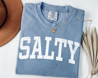 Beach Shirt - Salty Comfort Colors Summer Vacation Graphic Tee, Coastal Ocean Seaside Gift