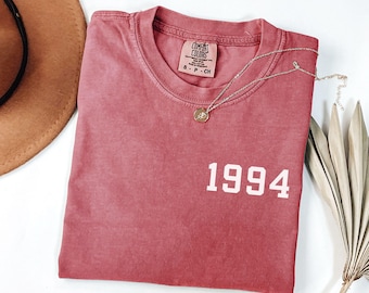 Birth Year Pocket Shirt – Vintage Comfort Colors Birthday Gift Graphic Tee