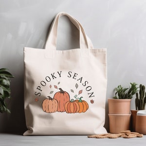 spooky season tote bag pumpkin bag reusable bag halloween tote bag cute bag fall tote canvas tote bag halloween gift for her spooky season