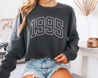 Birth Year Long Sleeve Shirt - Vintage Comfort Colors Birthday Gift Graphic Tee