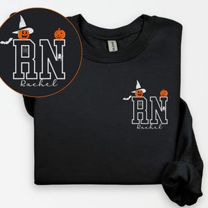 custom rn sweatshirt halloween nurse sweatshirt spooky sweatshirt registered nurse sweatshirt personalized rn sweatshirt gift for nurse