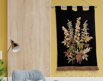 Vintage Floral Embroidery Wall Hanging: Boho Folk Decor (47 x 27 inches)