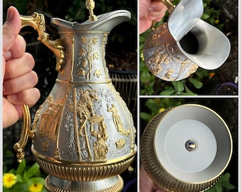 調味料入れ｜マレーシアアンティーク  Selangor Pewter Malaysia Pewter 7 Pieces SET: Water Pitcher, Glasses and Tray