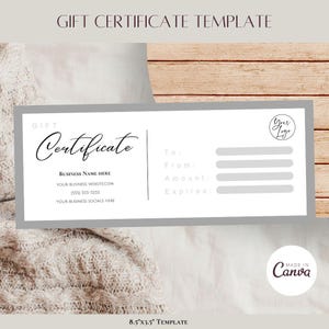 Gift card certificate template, small business gift card template, printable gift voucher, editable gift certificate, digital gift card