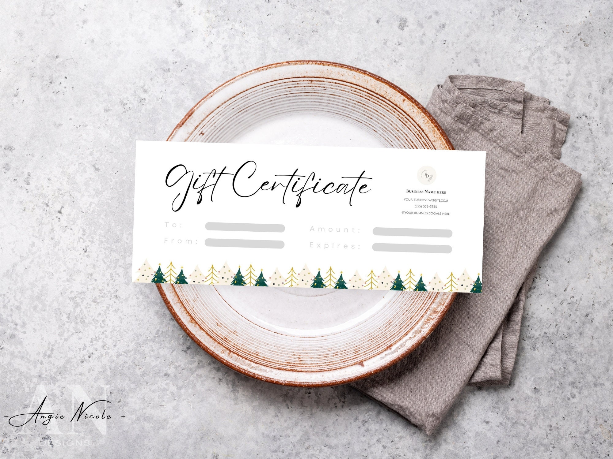 Printable Gift Certificate for Small Business, Christmas Gift Voucher ...