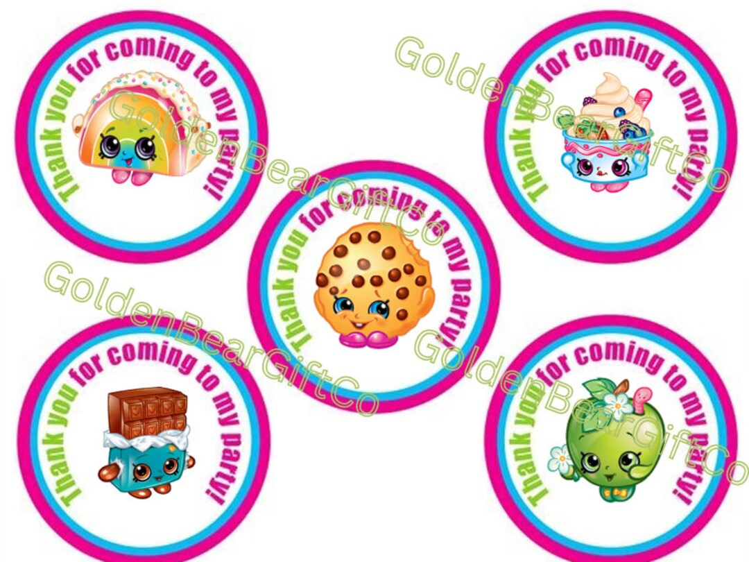 Digital Shopkins Large Round Thank You GIFT TAGS/ STICKERS Downloadable ...