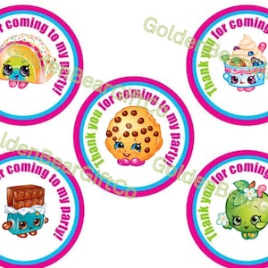 Digitale Shopkins Große Runde Danke GESCHENK TAGS / STICKERS Herunterladbare