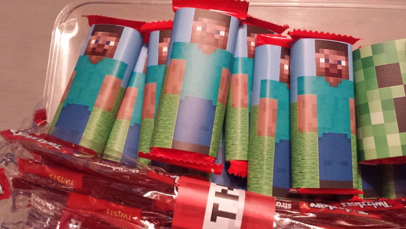 MineCraft Set of 60 Candy Wrappers for Birthday Parties Printed & Ready for Use image 7