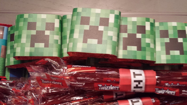 MineCraft Set of 60 Candy Wrappers for Birthday Parties Printed & Ready for Use image 6