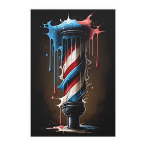 Drip Art Barber's Pole Poster - Modern Twist on a Classic Symbol - Available in Multiple Sizes - *UNFRAMED*