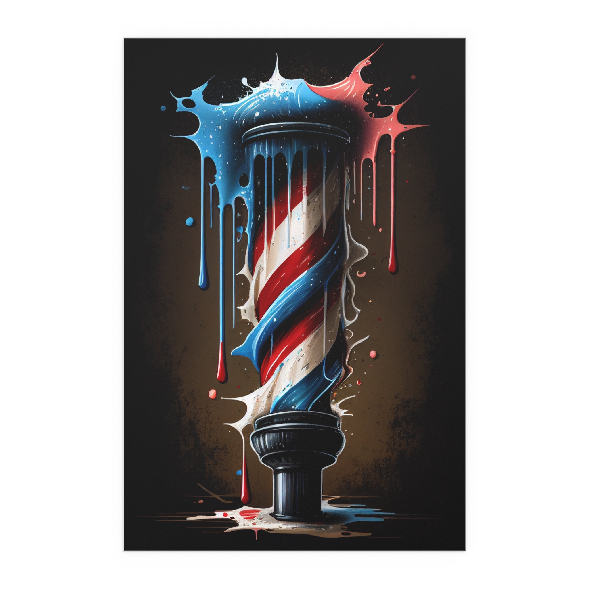 Drip Art Barber's Pole Poster Modern Twist on a Classic Etsy