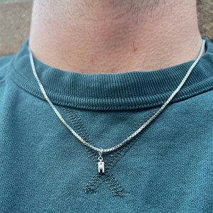 925 Sterling Silver Initial Letter Pendant Necklace - Micro Initial With Chain - Mens Alphabet Chain Pendant - Mens Initial Chain & Charm