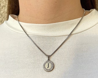 Silver Initial Pendant Necklace For Women - Silver Initial Necklace Pendant - Personalised Letter Custom Necklace - Chain With Pendant Gift