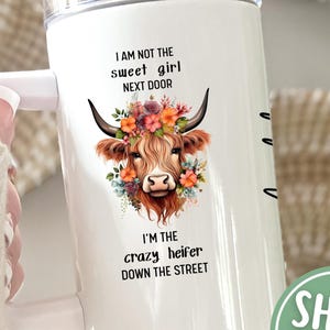 Personalized Highland Cow Tumbler, 40oz Highland Cow Tumbler with Handle, Custom Highland Cow Tumbler with Straw, Highland Cow Lover Tumbler