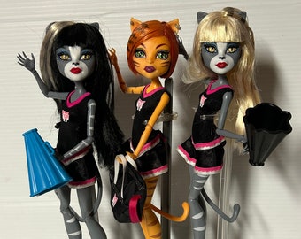 Monster High Dolls Toralei, Purrsephone, Meowlody, Cheerleaders, original Mattel collectible doll,Monster High clothes and accessories- OOAK