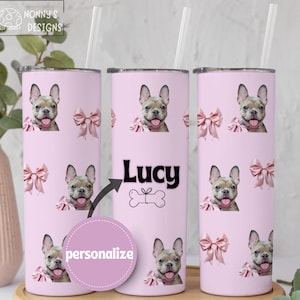 Personalized Dog Photo Tumbler, Custom Dog Lover Tumbler, Dog Lover Gift, Personalized Dog Mom Cup for Travel, Pet Lover Tumbler with Straw
