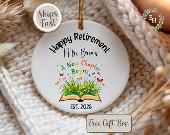 Teacher Retirement Ornament Happy Retirement Gift for Teacher Personalized Teacher Retirement Gift Custom Keepsake for Retired Teacher
