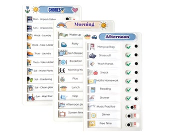 DIY Editable Routine Chore Chart for Children, Kids, Toddlers, ADHD, Elderly. Organise Family to-do List, Montessori, Visual Charts (3 PACK)