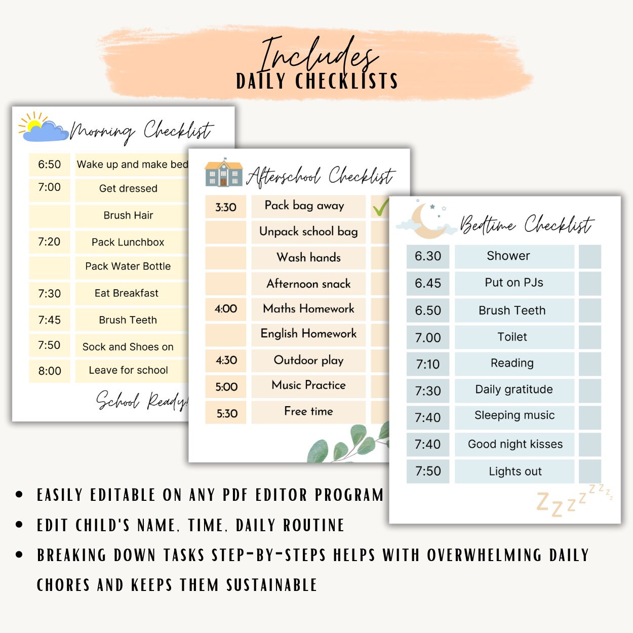 Editable Ultimate Chore Chart, Routine Kids Checklist, Daily, Weekly ...