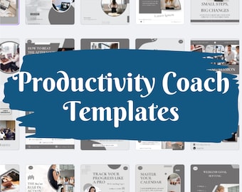Productivity Coach Social Media Templates – Canva Designs for Instagram & Facebook (1x1 Square, Digital Download)
