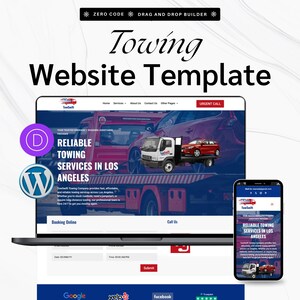 レッカーサービス向けウェブサイトテンプレート – Divi WordPressテーマ（レッカー車、ロードサービス、回収サービス向け）