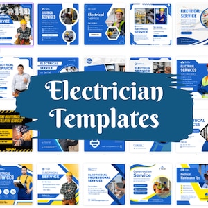 Socialmediasjablonen voor elektricien, Instagram-sjablonen voor elektricien, Canva-sjablonen voor elektricien, Facebook-sjablonen voor elektricien