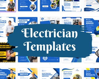 Electrician Social Media Templates, Electrician Instagram Templates, Electrician Canva Templates, Electrician Facebook Templates