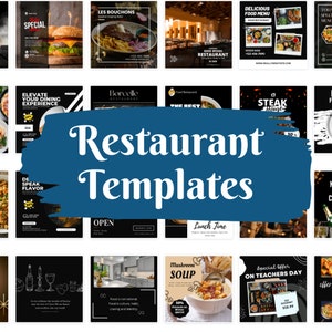 Restaurant Social Media Templates, Restaurant Instagram Templates, Restaurant Canva Templates, Restaurant Facebook Templates