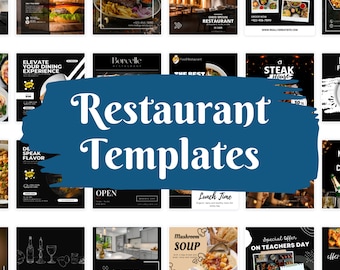 Restaurant Social Media Templates, Restaurant Instagram Templates, Restaurant Canva Templates, Restaurant Facebook Templates